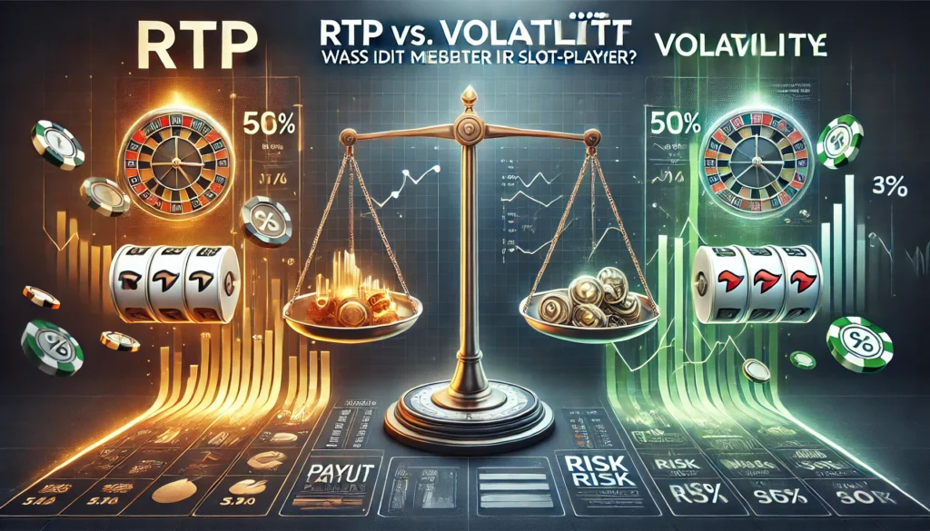 DALLE 20250327 122543 A sleek and informative 169 banner image for a blog post titled RTP vs Volatilität Was ist wichtiger für SlotSpieler RTP vs Volatility What SlotsProject