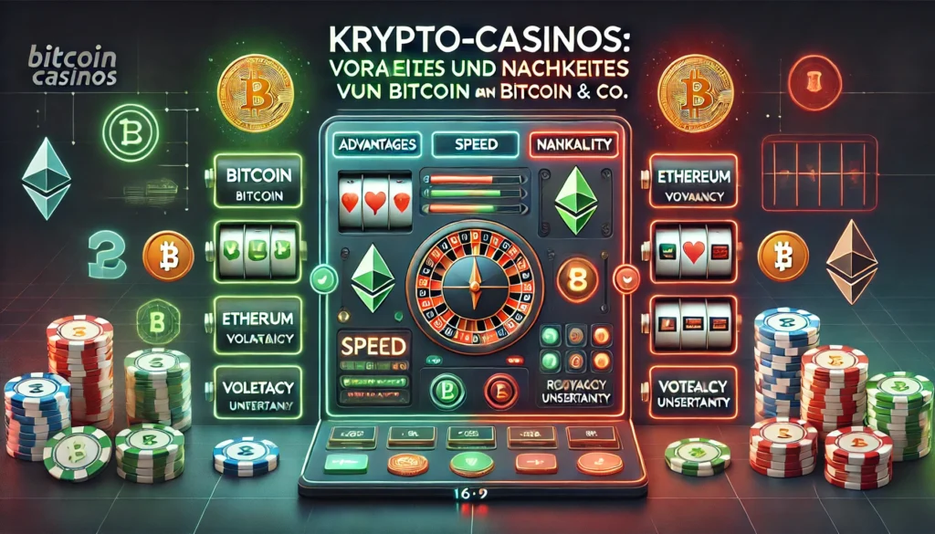 DALLE 20250327 133007 A visually modern and balanced 169 banner image for a blog post titled KryptoCasinos Vorteile und Nachteile von Bitcoin Co Crypto casinos Pr SlotsProject